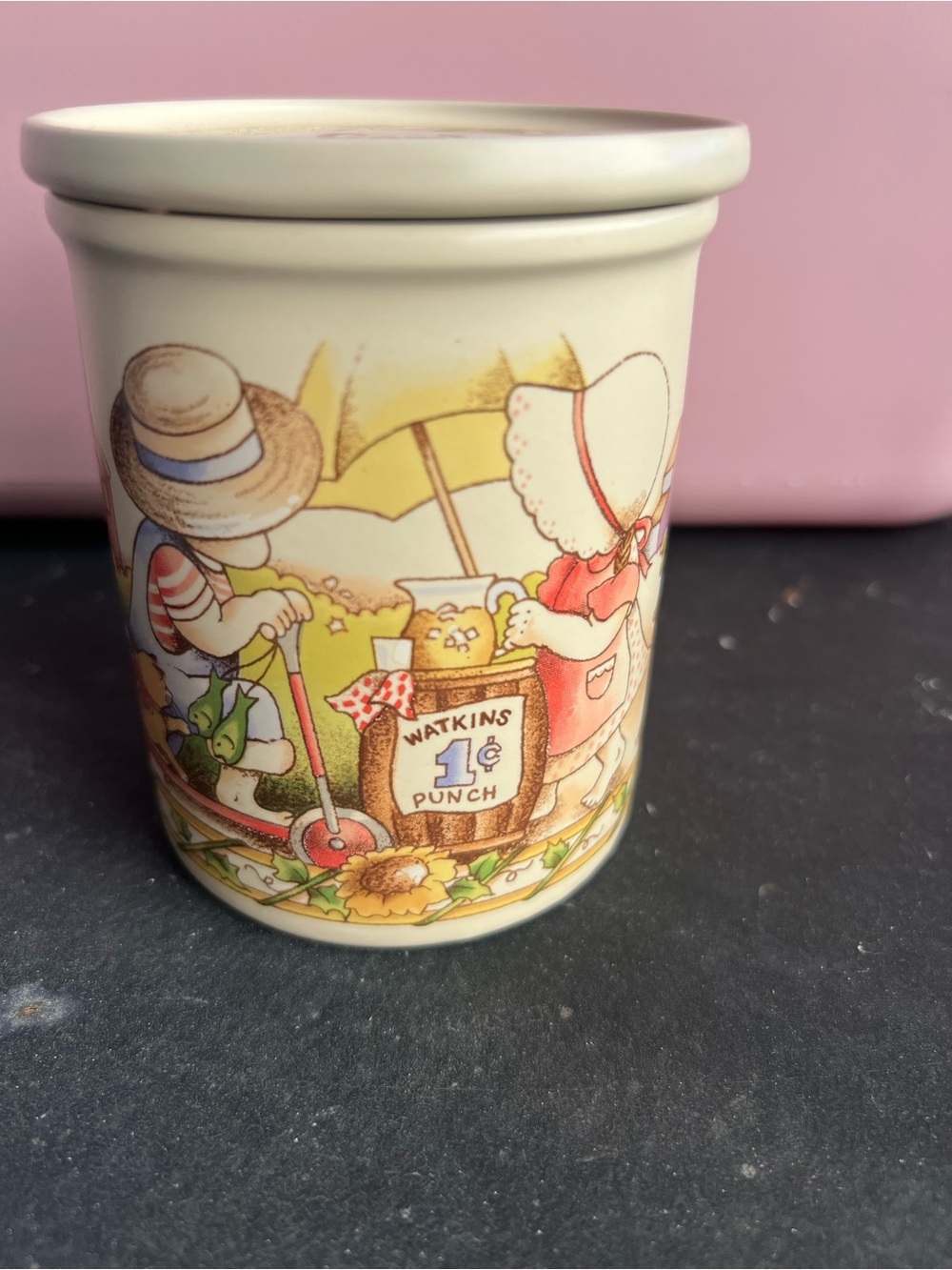Country Kids Cream Stoneware Mug with Vintage Children Illustration